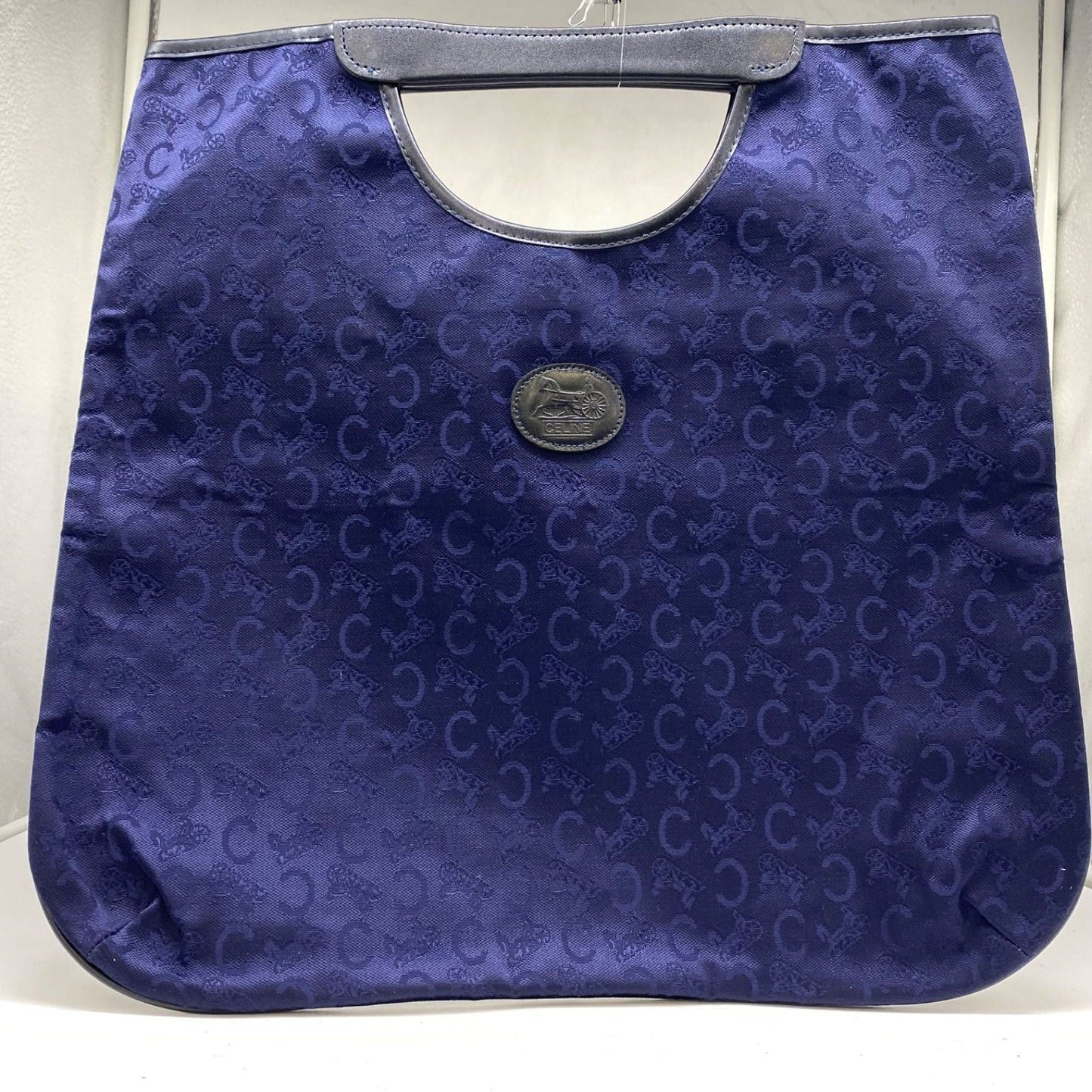 Celine Handbag Macadam Canvas Navy Blue Business Vertical — view 8