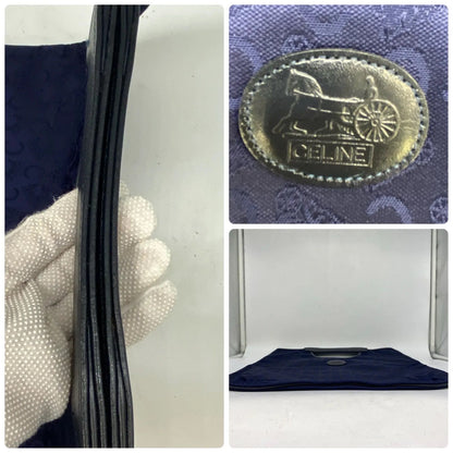 Celine Handbag Macadam Canvas Navy Blue Business Vertical — view 4