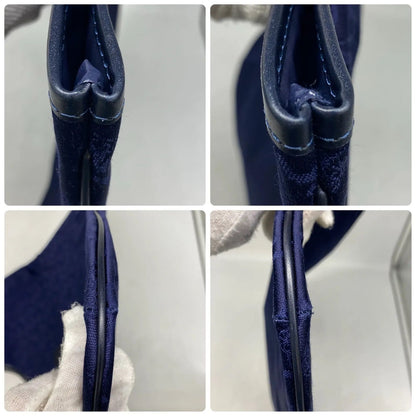 Celine Handbag Macadam Canvas Navy Blue Business Vertical — view 5