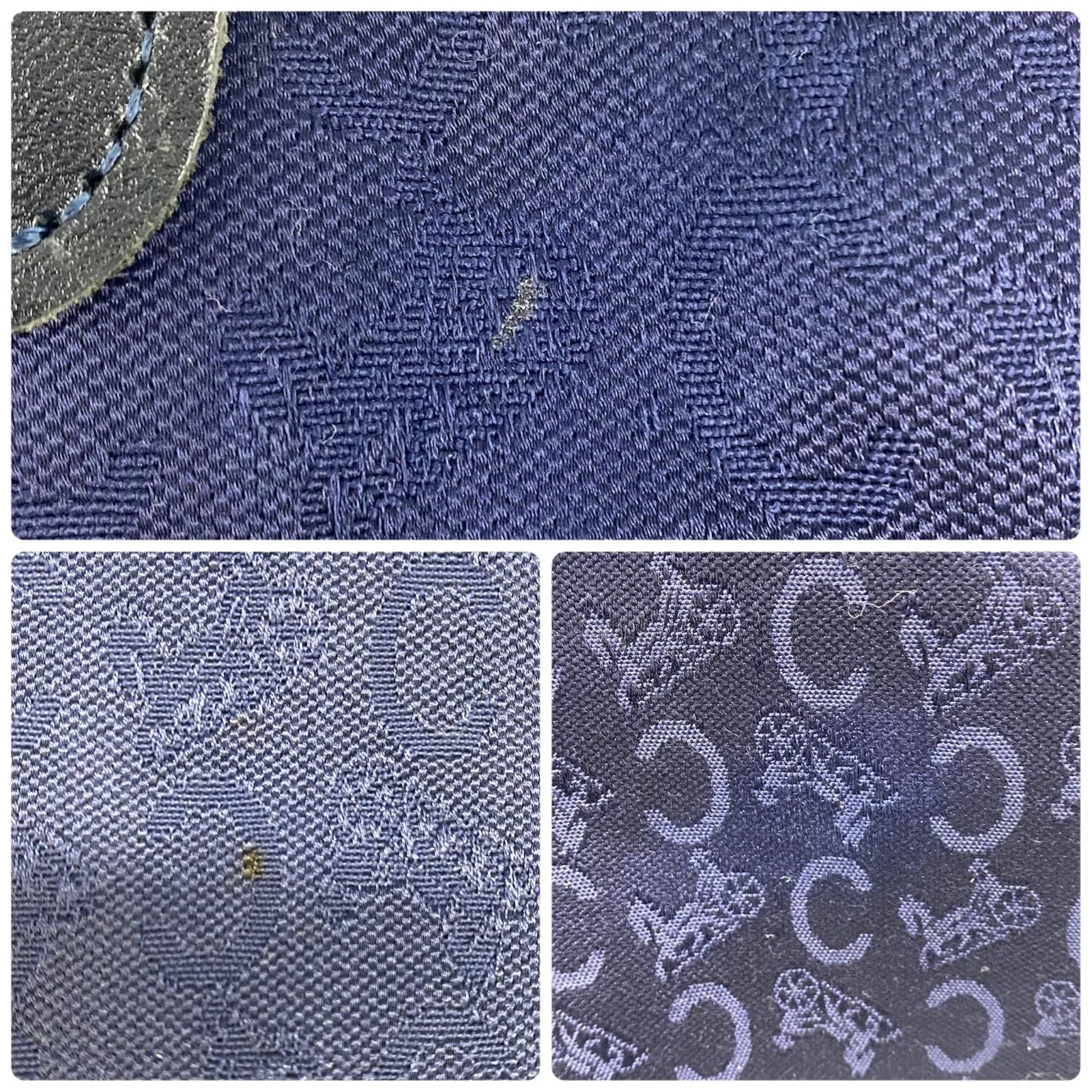 Celine Handbag Macadam Canvas Navy Blue Business Vertical — view 7