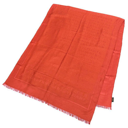 Bvlgari Logo Mania Shawl Silk Wool Orange Scarf