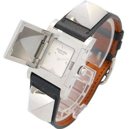 Hermes Watch Medall Silver Stainless Steel Leather — view 3