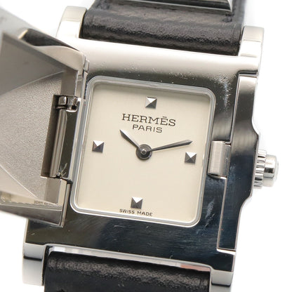 Hermes Watch Medall Silver Stainless Steel Leather — view 5