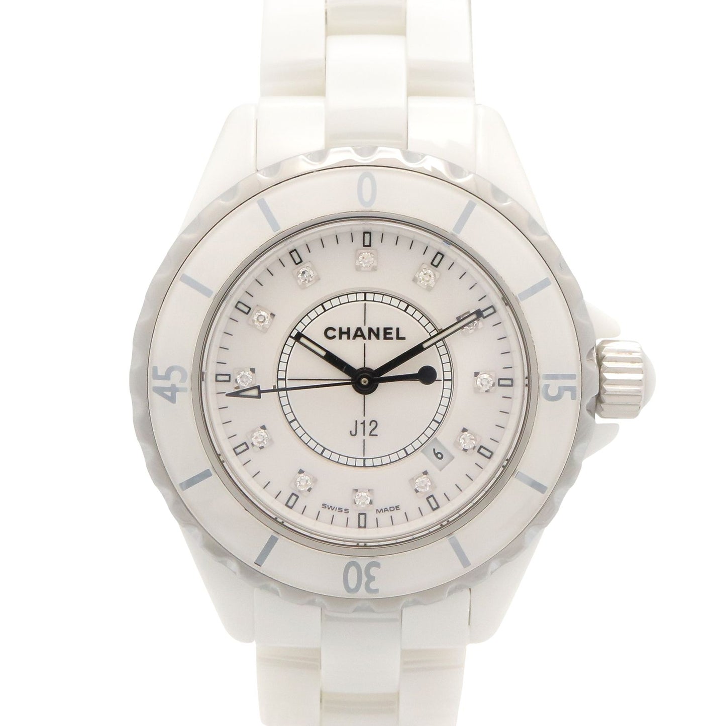 Chanel Watch Diamond White Ceramic