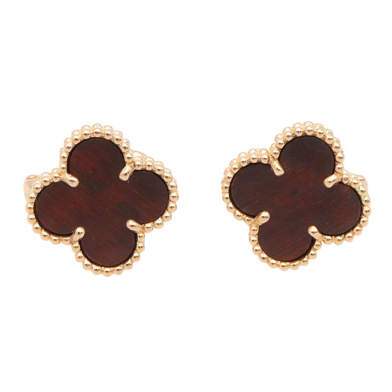 Van Cleef & Arpels Earrings Vintage Alhambra Onyx 18k Pink Gold