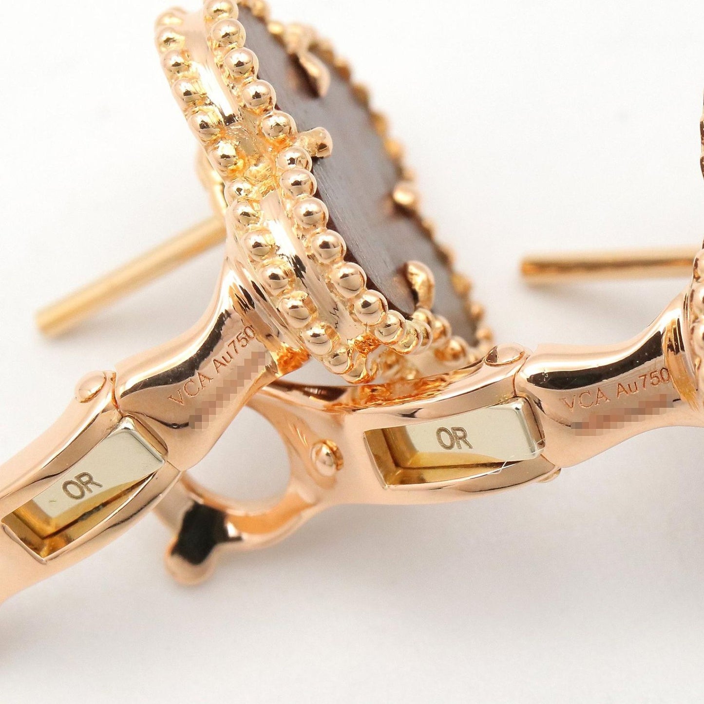 Van Cleef & Arpels Earrings Vintage Alhambra Onyx 18k Pink Gold — view 7