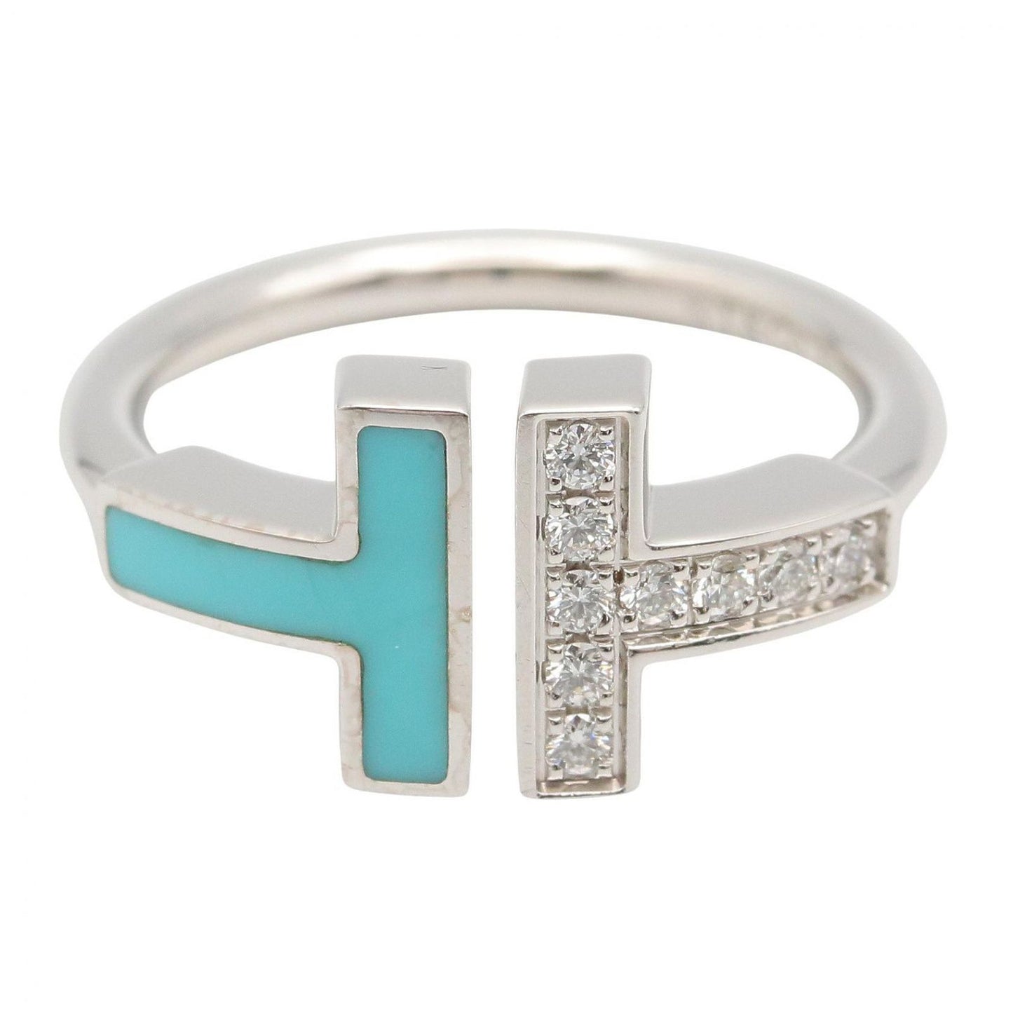 Tiffany & Co Ring T Wire Turquoise Diamond 18k White Gold — view 2