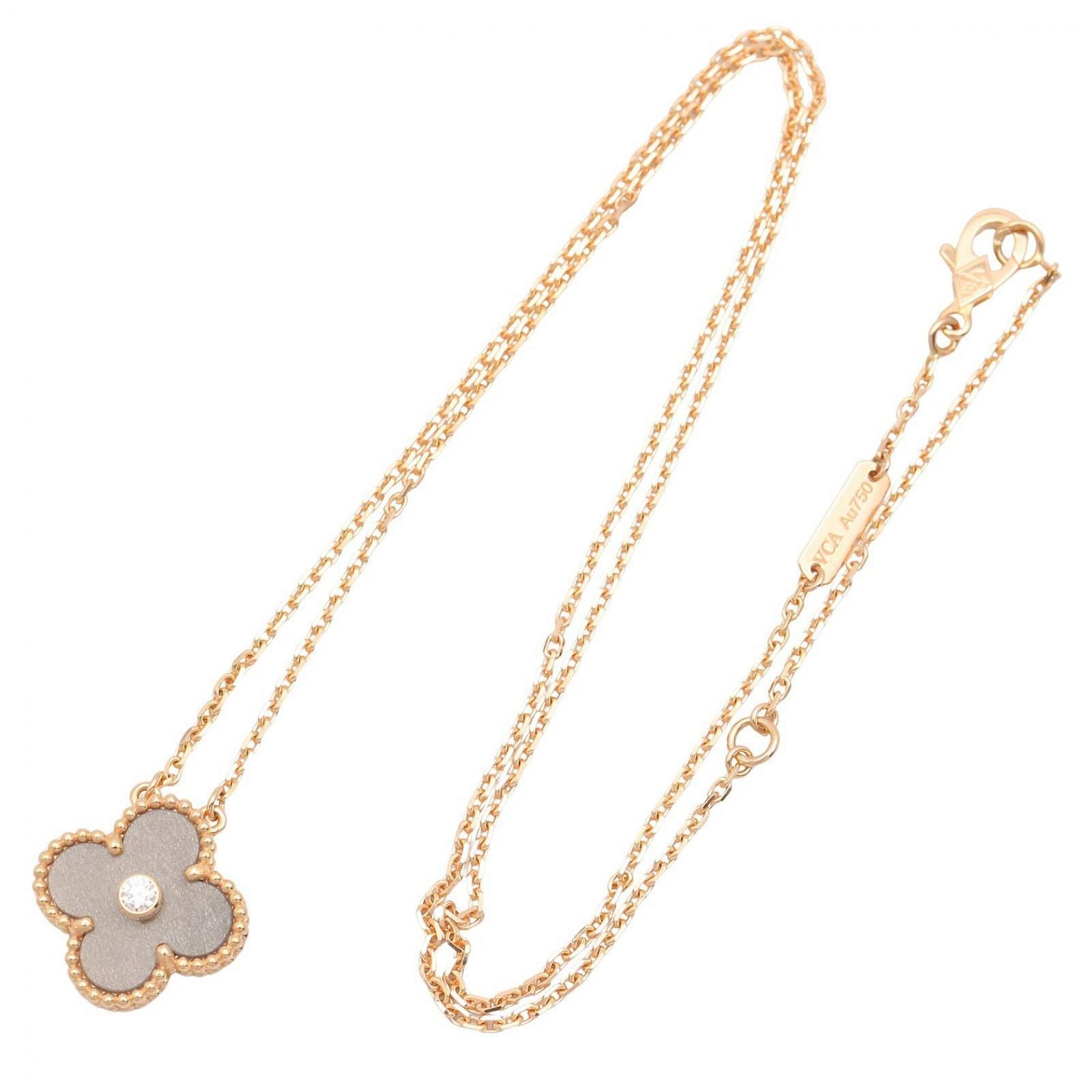 Van Cleef & Arpels Necklace Vintage Alhambra 42 46.5 cm 18k Pink Gold Diamond — view 2