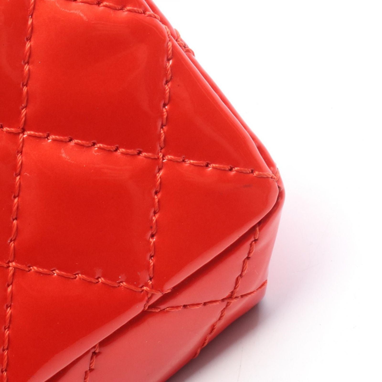 Chanel Shoulder Bag 2.55 Quilted Clutch Red Patent Leather Chain — view 8