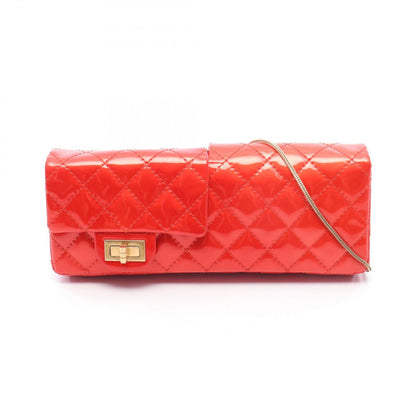 Chanel Shoulder Bag 2.55 Quilted Clutch Red Patent Leather Chain