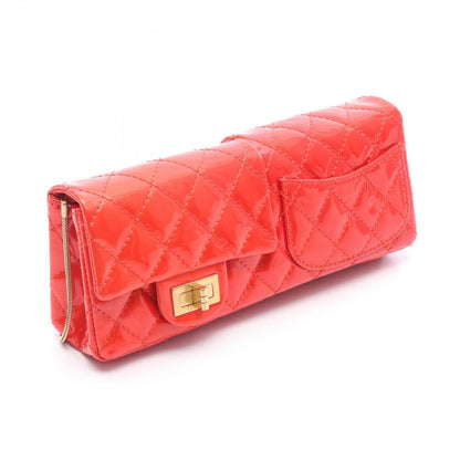 Chanel Shoulder Bag 2.55 Quilted Clutch Red Patent Leather Chain — view 2