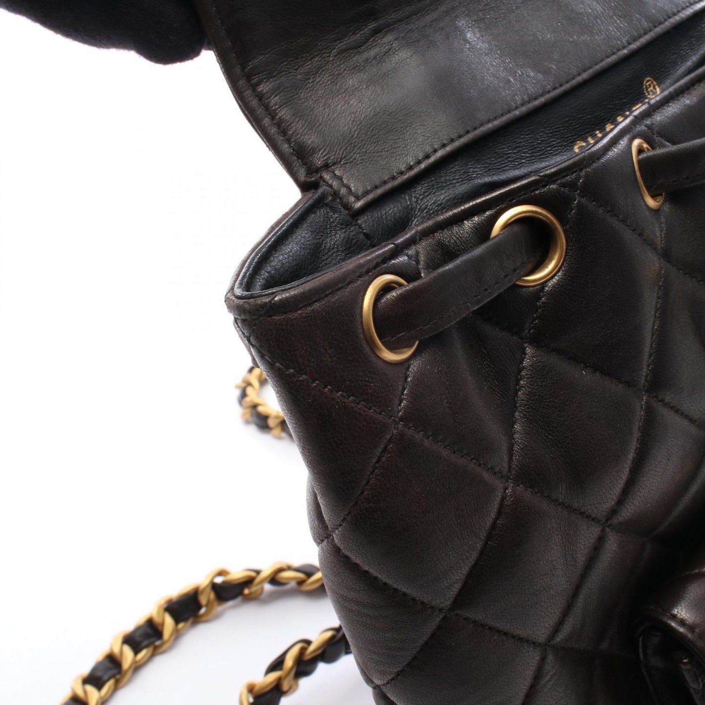 Chanel Backpack Quilted Black Lambskin Double Turnlock Chain — view 8