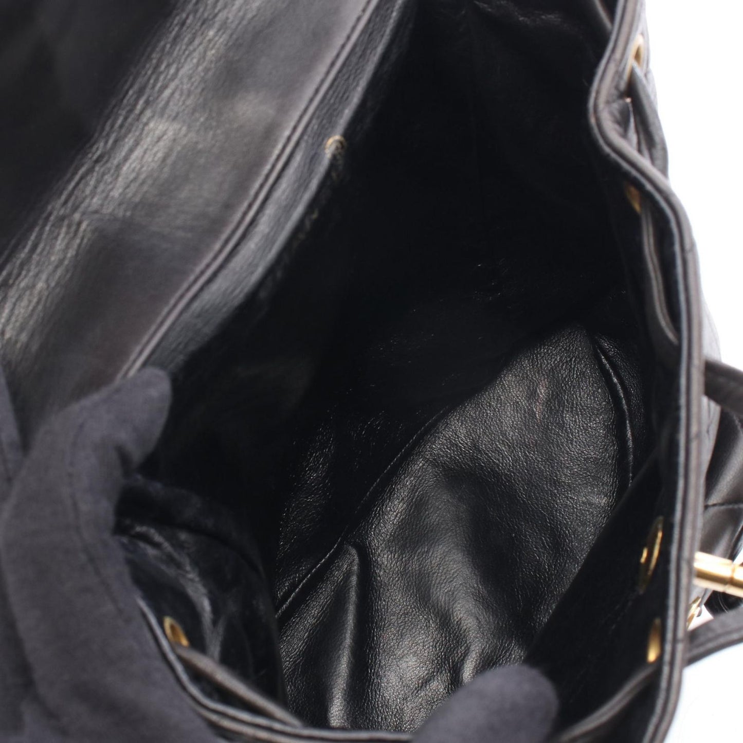 Chanel Backpack Quilted Black Lambskin Double Turnlock Chain — view 3