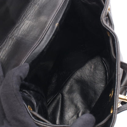Chanel Backpack Quilted Black Lambskin Double Turnlock Chain — view 3