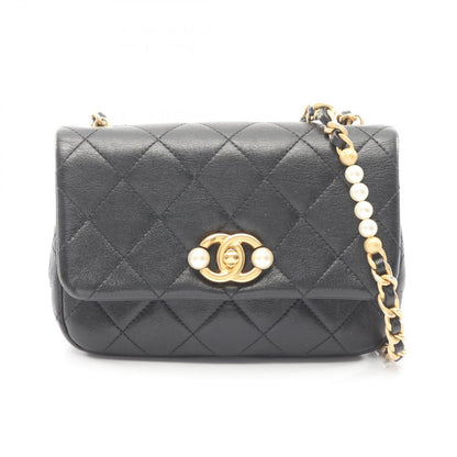 Chanel Shoulder Bag Quilted Small Flap Black Leather Chain