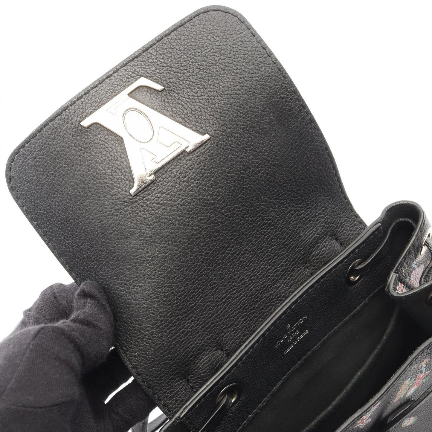Louis Vuitton Backpack Lockme Mini Noir Floral Print Leather — view 7