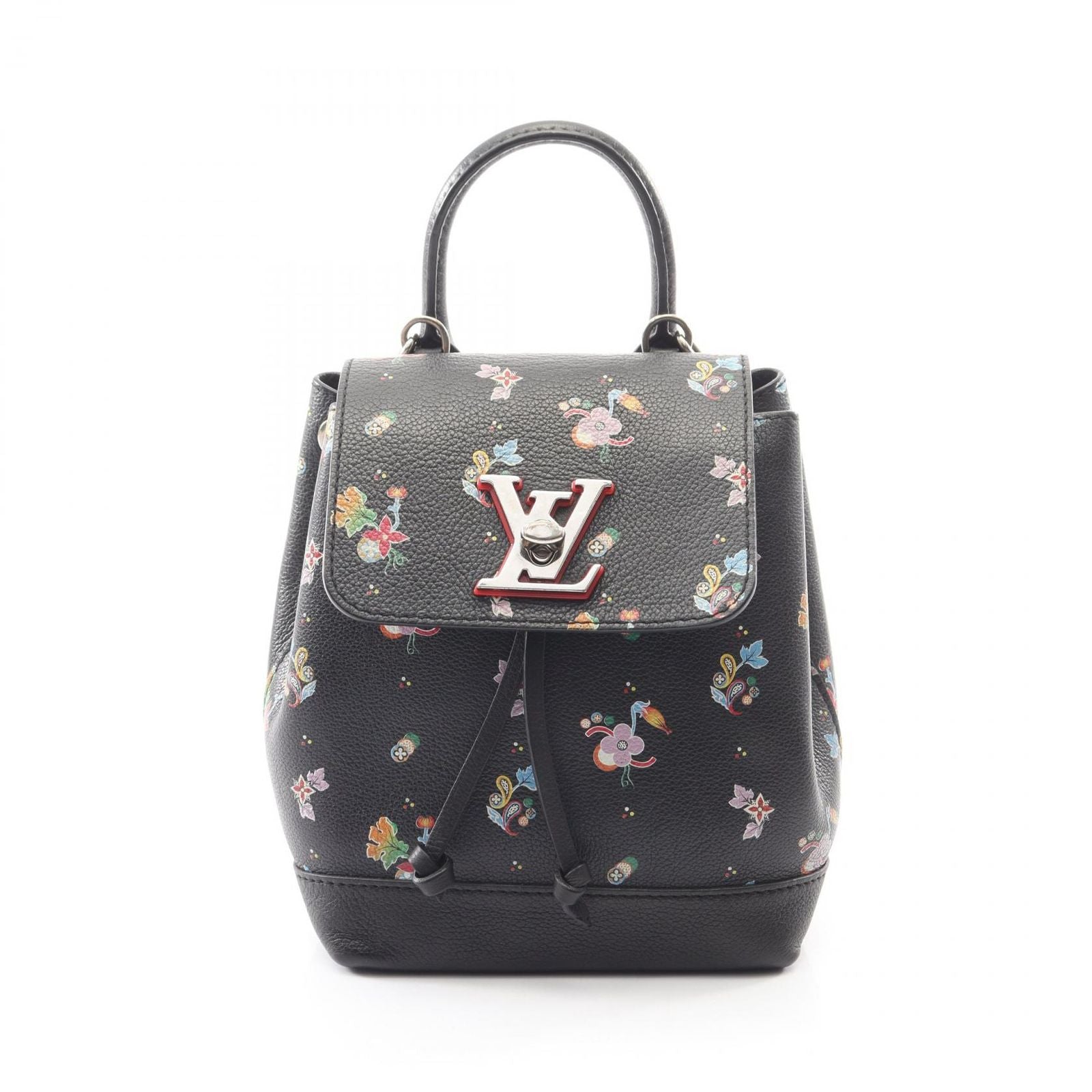 Louis Vuitton Backpack Lockme Mini Noir Floral Print Leather