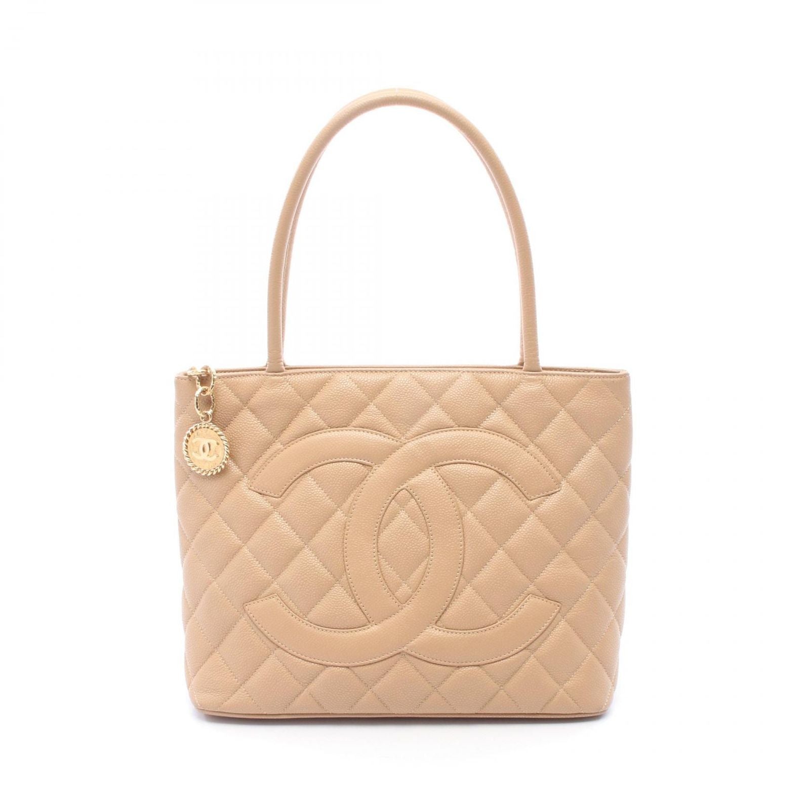 Chanel Tote Medallion Beige Caviar Leather