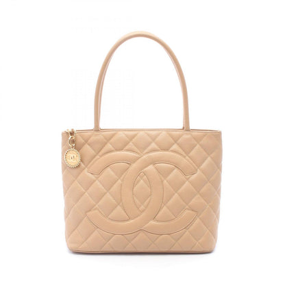 Chanel Tote Medallion Beige Caviar Leather