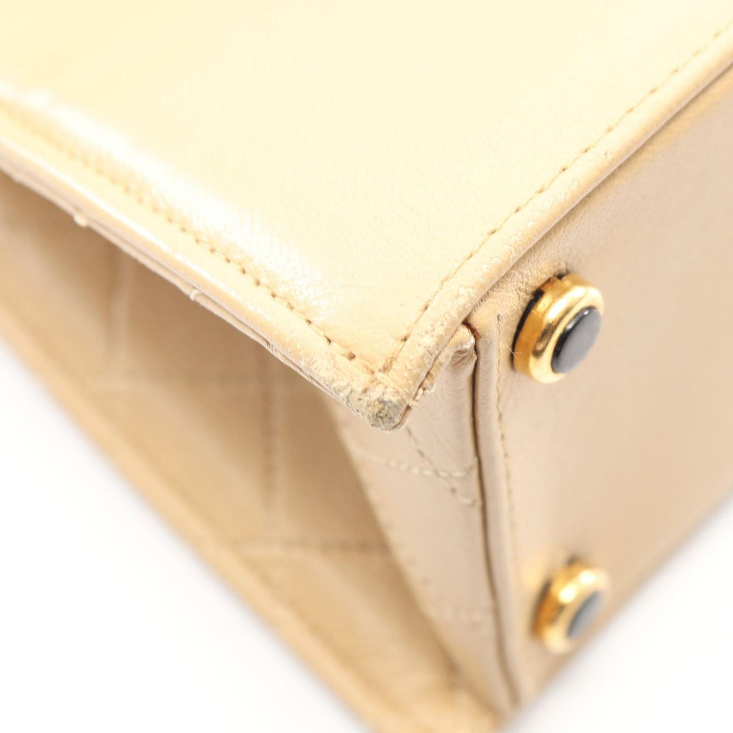 Chanel Shoulder Bag Quilted Vintage Beige Lambskin Chain — view 8