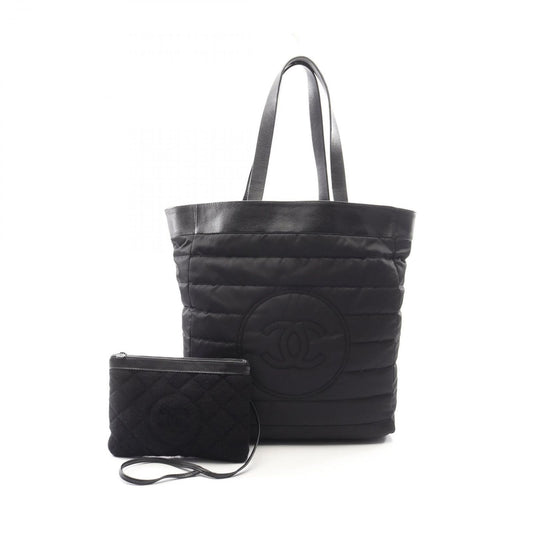 Chanel Tote CC Logo Reversible Black Nylon Leather