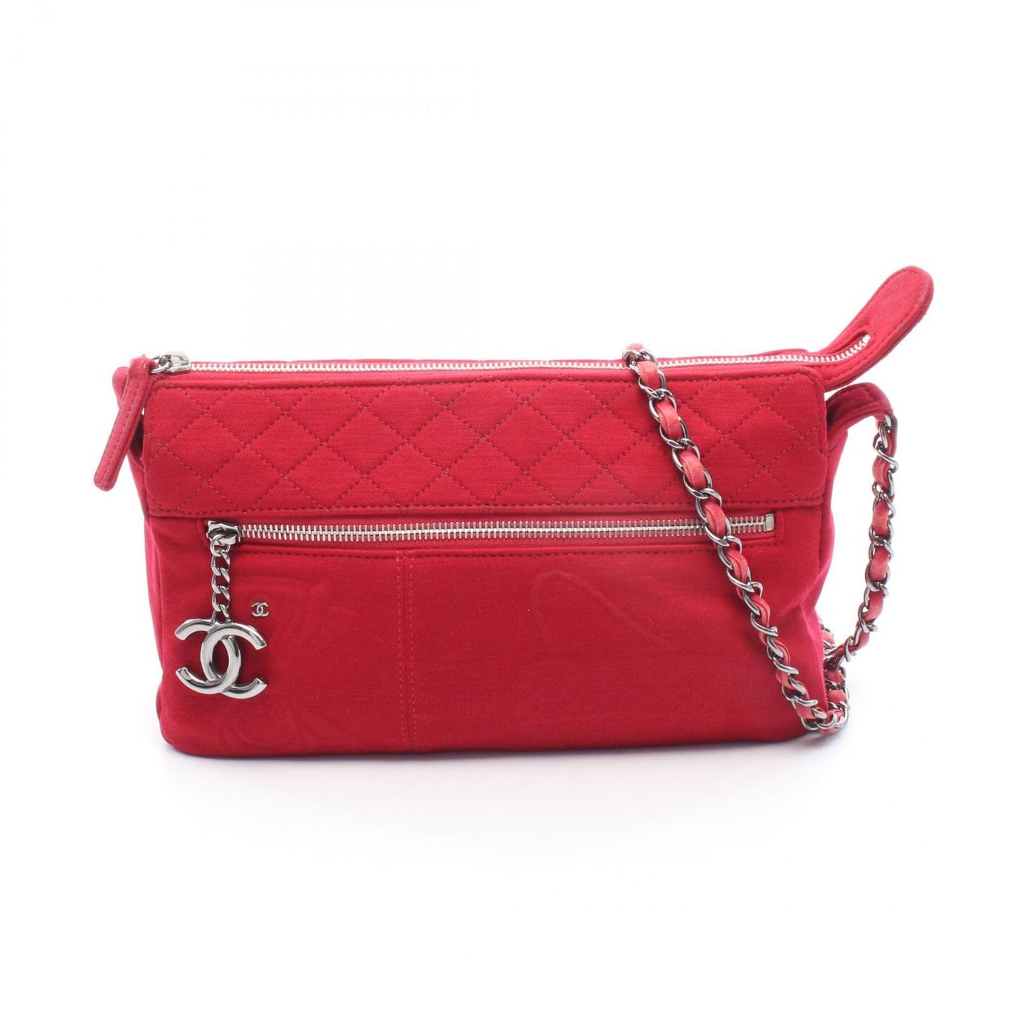 Chanel Shoulder Bag Quilted Red Chain