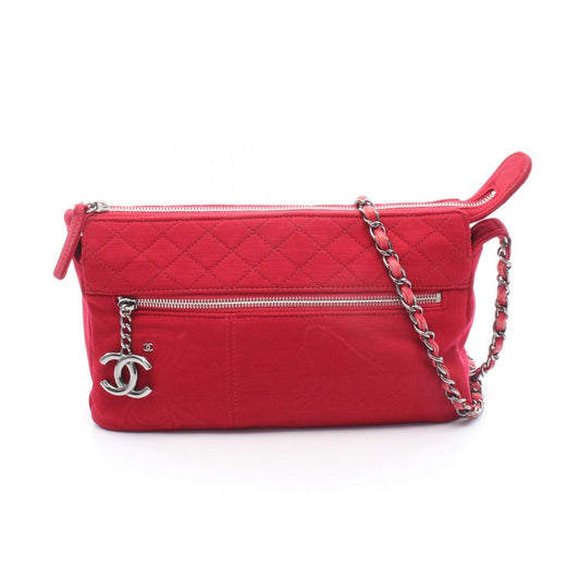 Chanel Shoulder Bag Quilted Red Chain