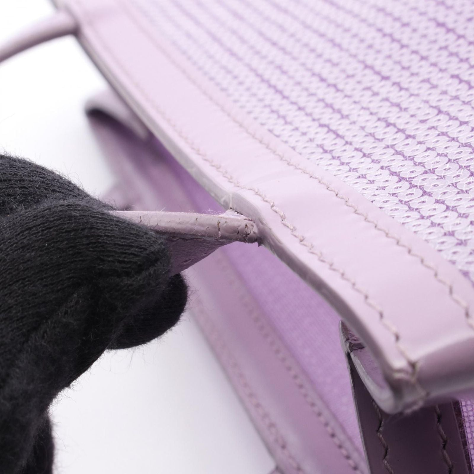 Prada Tote Rete Paillettes Sequin Lavender Leather Small Mesh — view 9