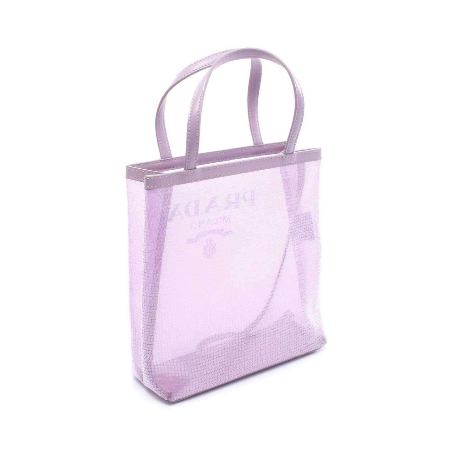 Prada Tote Rete Paillettes Sequin Lavender Leather Small Mesh — view 2