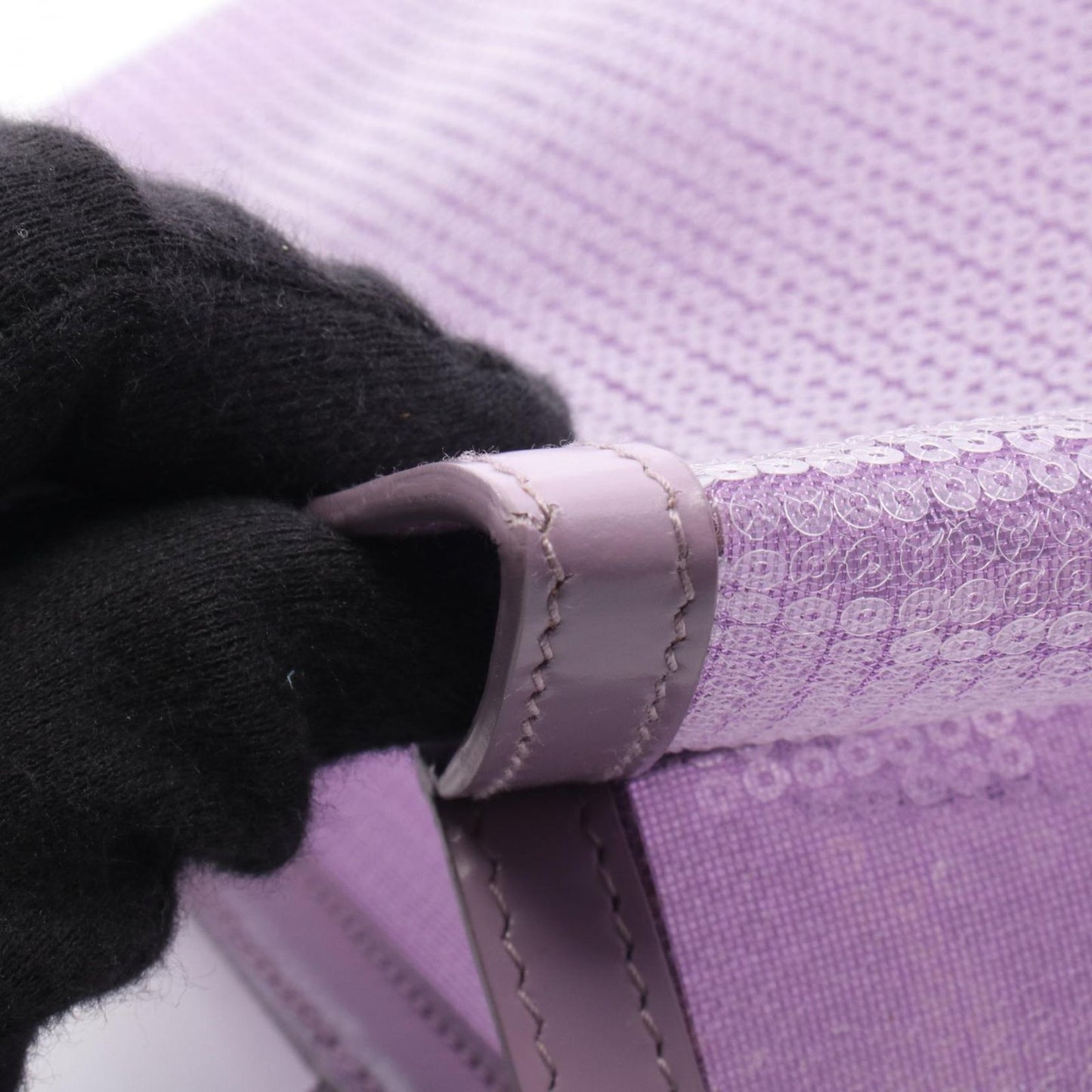 Prada Tote Rete Paillettes Sequin Lavender Leather Small Mesh — view 8