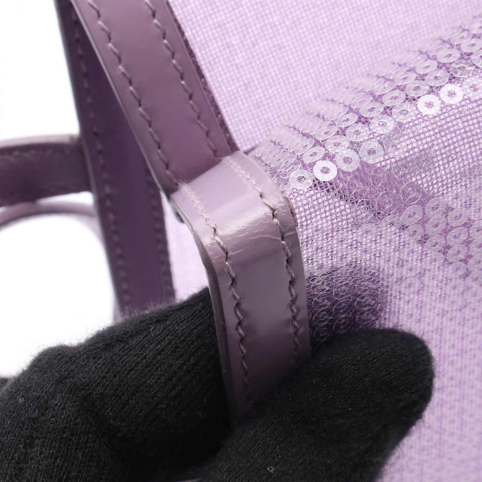 Prada Tote Rete Paillettes Sequin Lavender Leather Small Mesh — view 7
