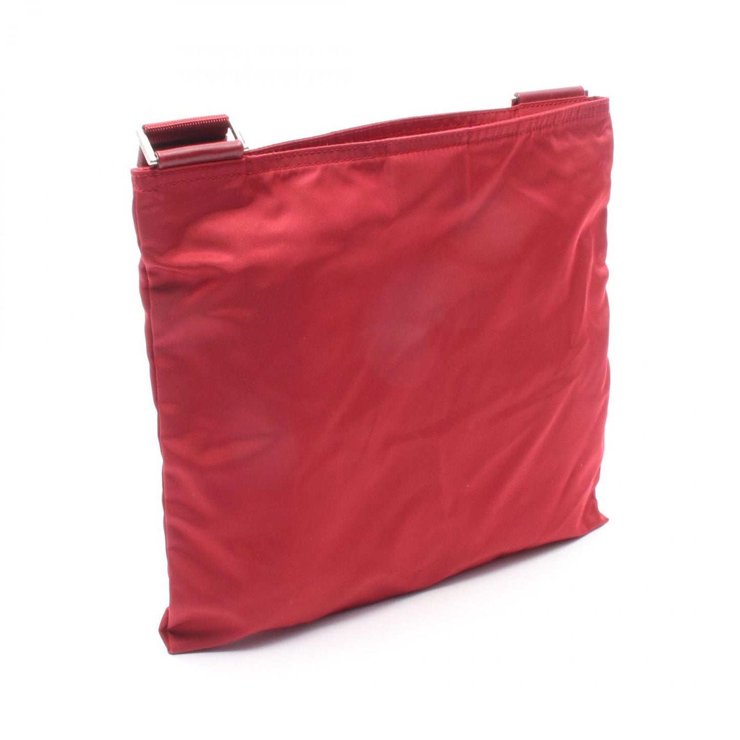 Prada Shoulder Bag Triangle Logo Red Nylon Leather — view 2