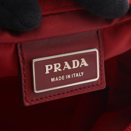 Prada Shoulder Bag Triangle Logo Red Nylon Leather — view 4
