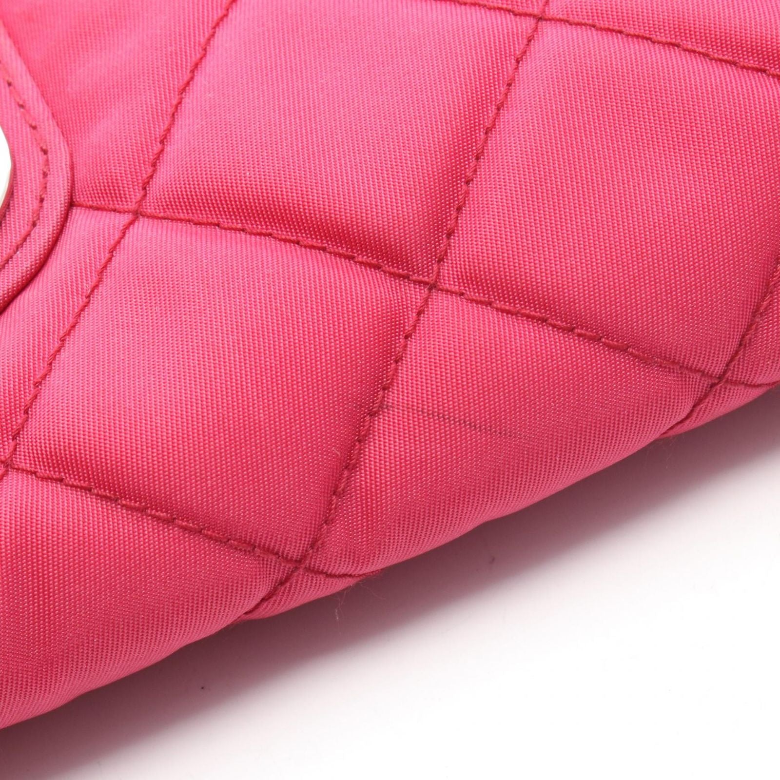 Prada Shoulder Bag Tessuto Impuntu Magenta Nylon Leather Quilted Chain — view 6