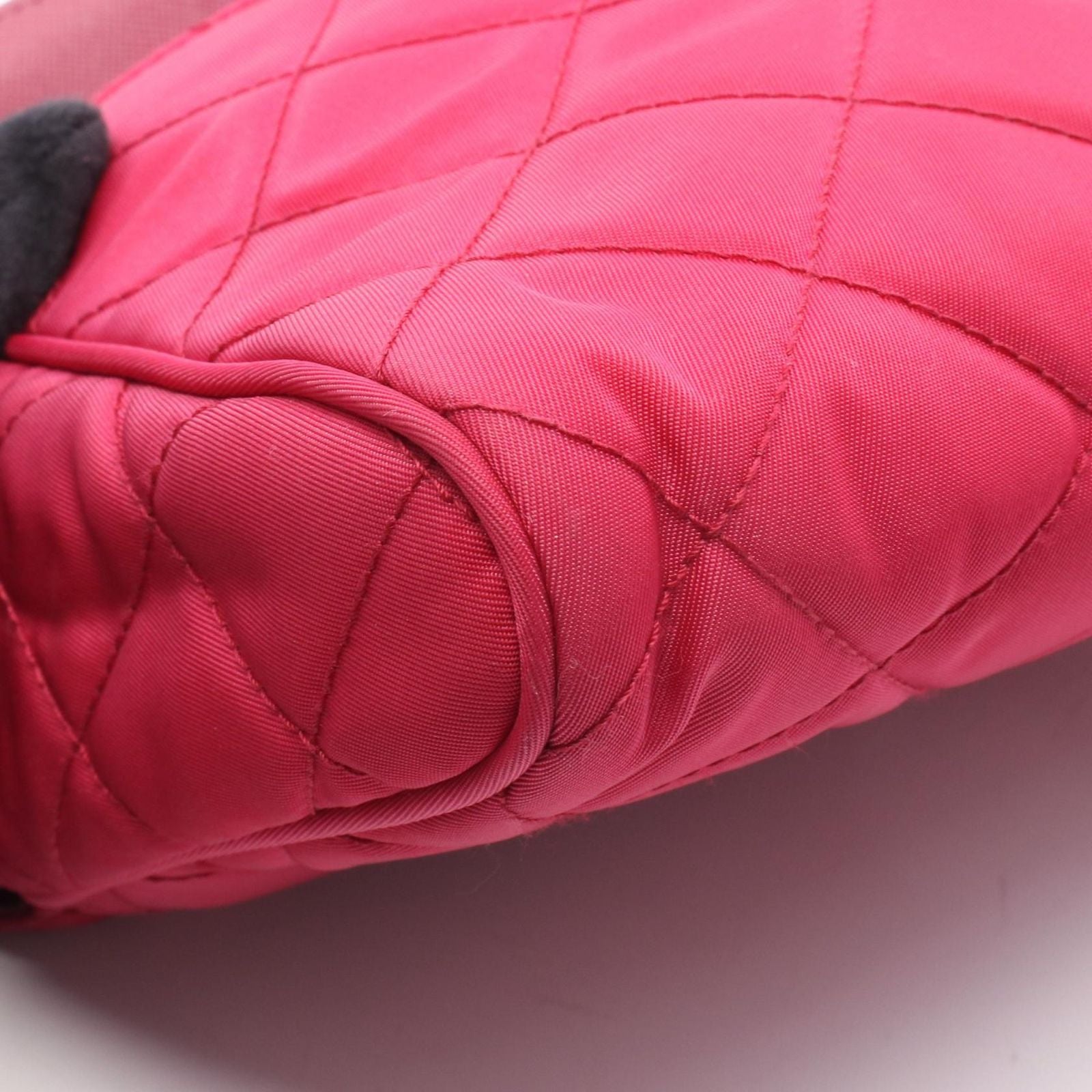 Prada Shoulder Bag Tessuto Impuntu Magenta Nylon Leather Quilted Chain — view 5