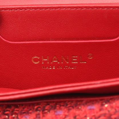 Chanel Shoulder Bag Quilted Mini 2-Way Red Fabric Leather Chain — view 4