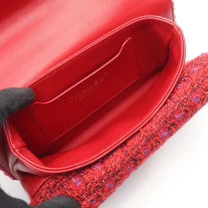 Chanel Shoulder Bag Quilted Mini 2-Way Red Fabric Leather Chain — view 3