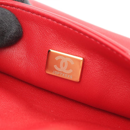 Chanel Shoulder Bag Quilted Mini 2-Way Red Fabric Leather Chain — view 5