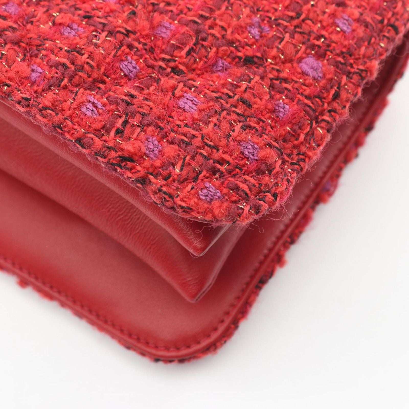 Chanel Shoulder Bag Quilted Mini 2-Way Red Fabric Leather Chain — view 6