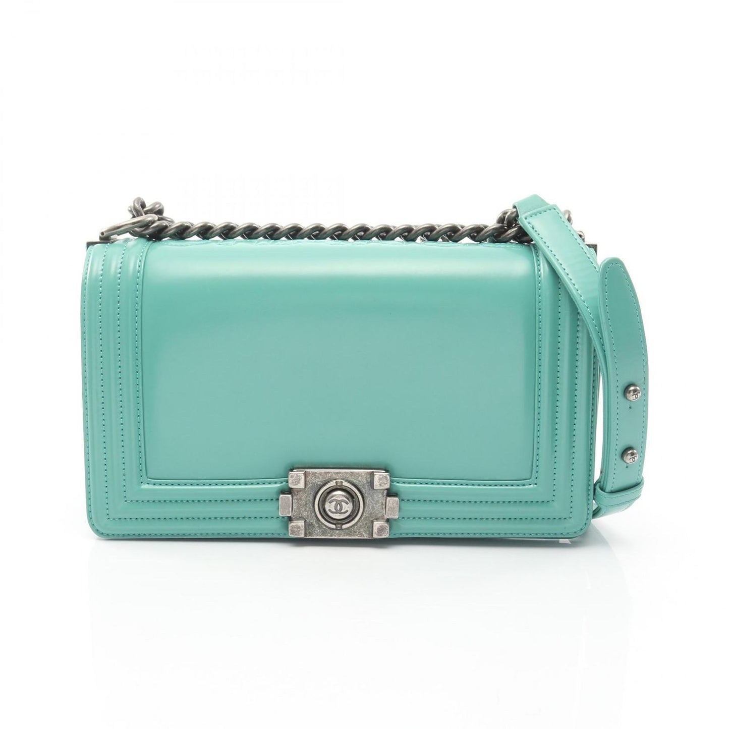 Chanel Shoulder Bag Emerald Green Leather Chain