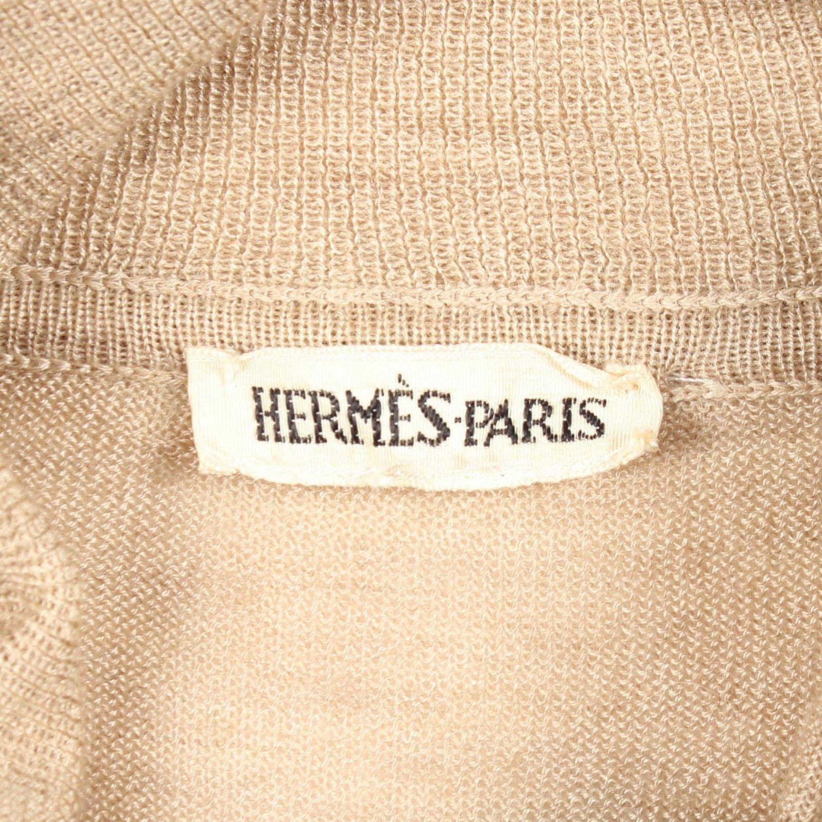 Hermes Knit Twill Lane Exlibris Contrast Turtleneck Silk Cashmere Top Sweater — view 3