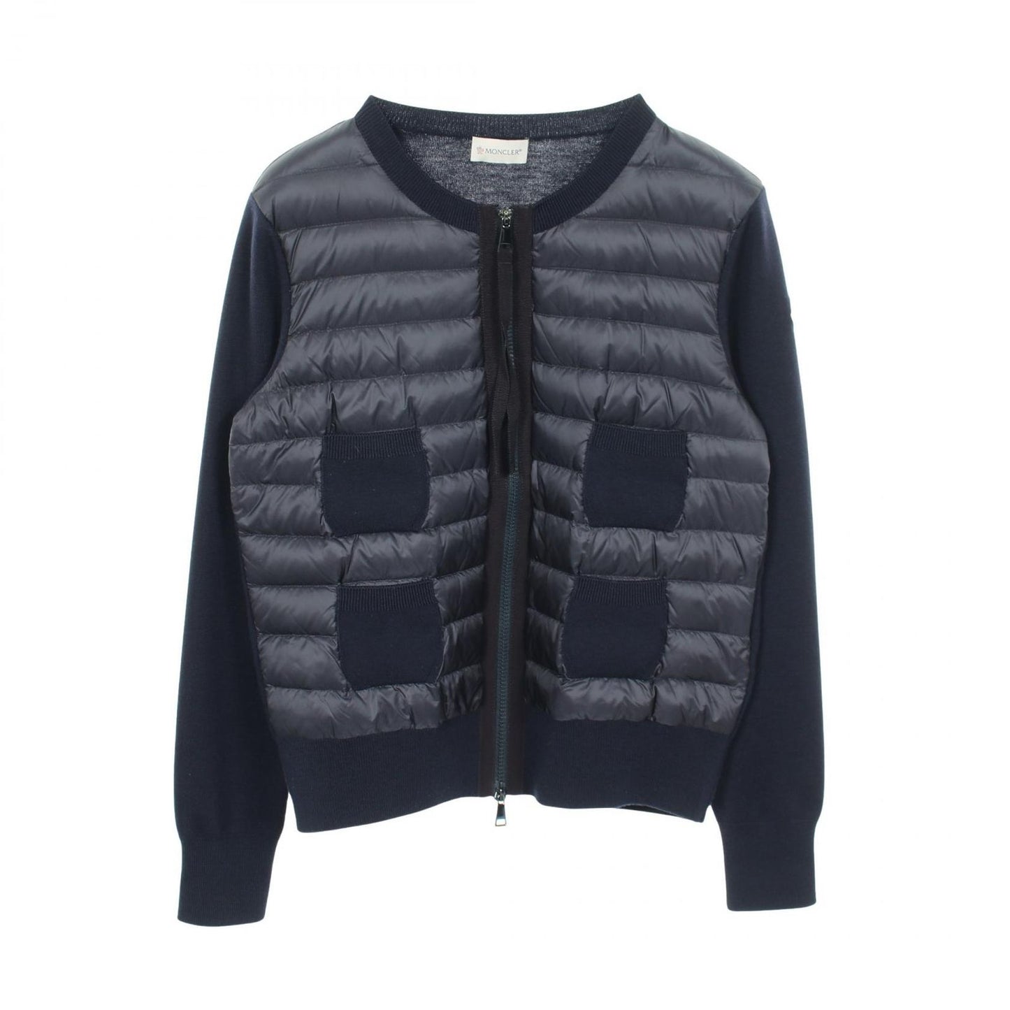 Moncler Down Jacket Cardigan Contrast Nylon Wool