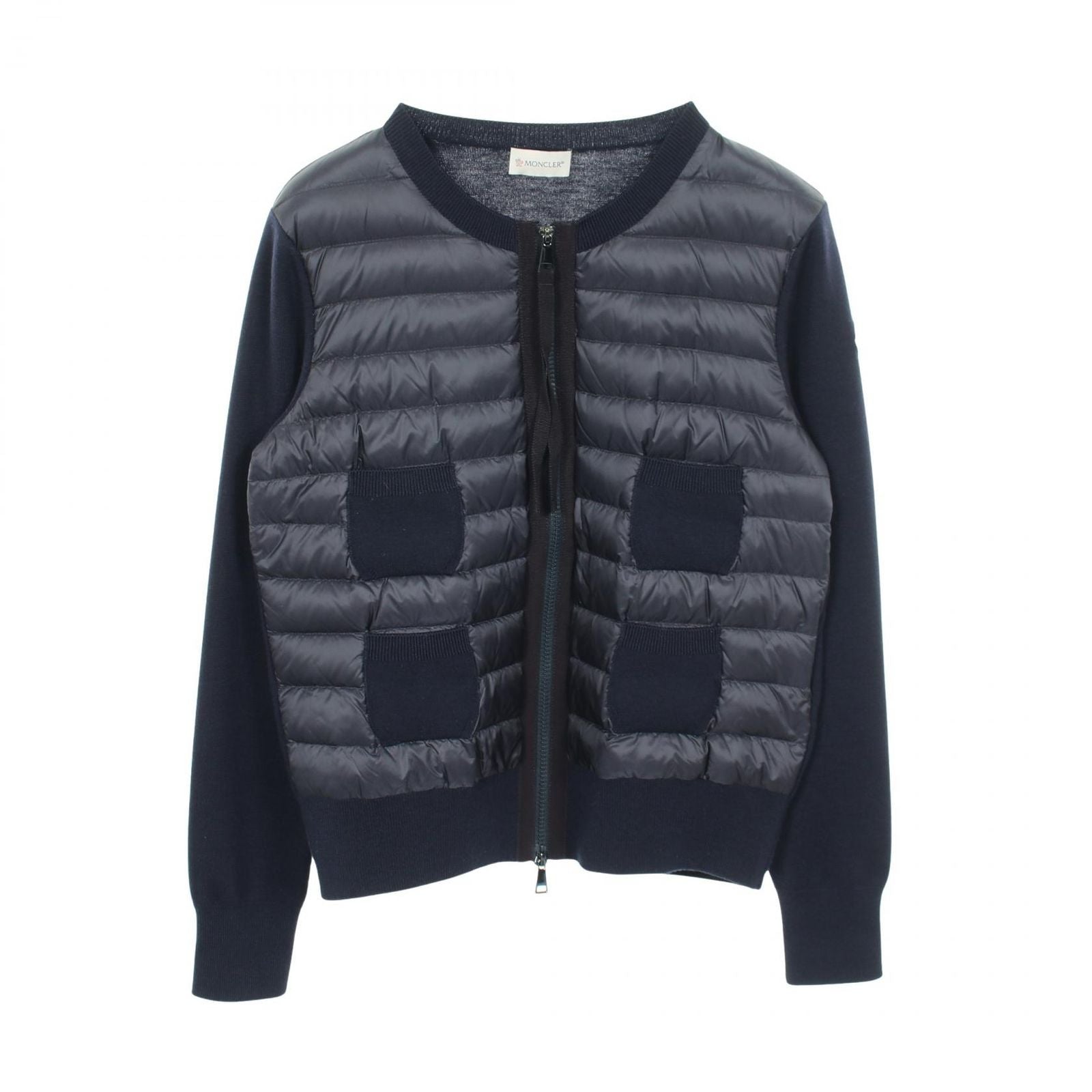 Moncler Down Jacket Cardigan Contrast Nylon Wool