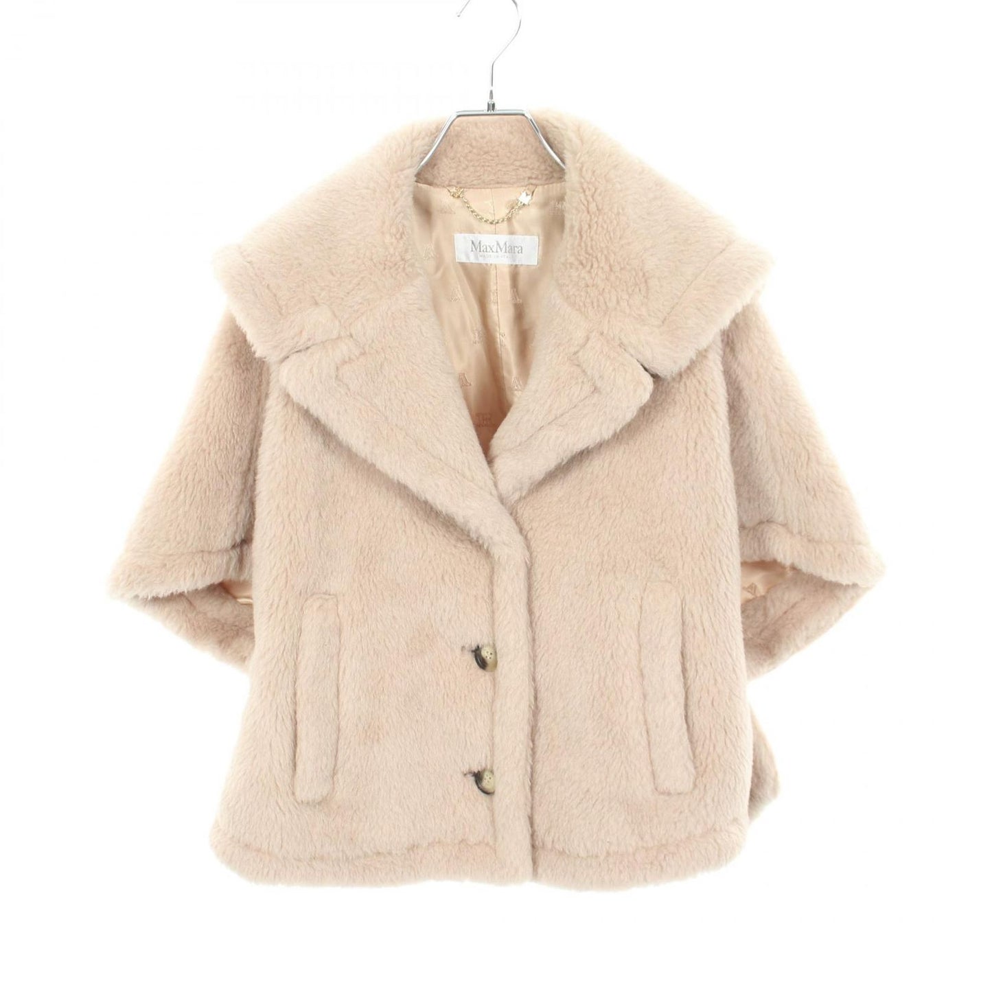 Max Mara Poncho Cambusa Cape Beige Wool Teddy Bear