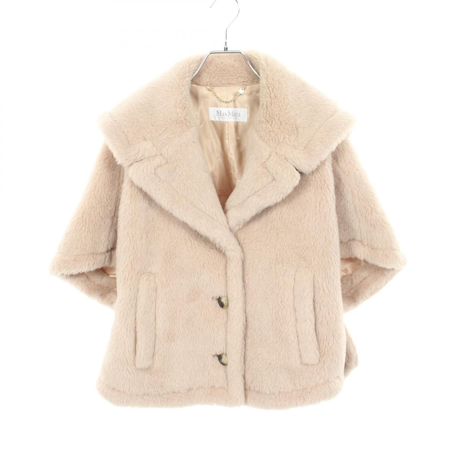 Max Mara Poncho Cambusa Cape Beige Wool Teddy Bear
