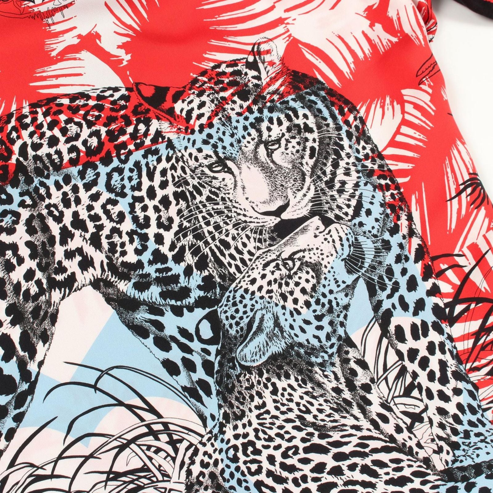 Hermes Dress Jungle Love Contrast Red Silk Rayon Tunic — view 5