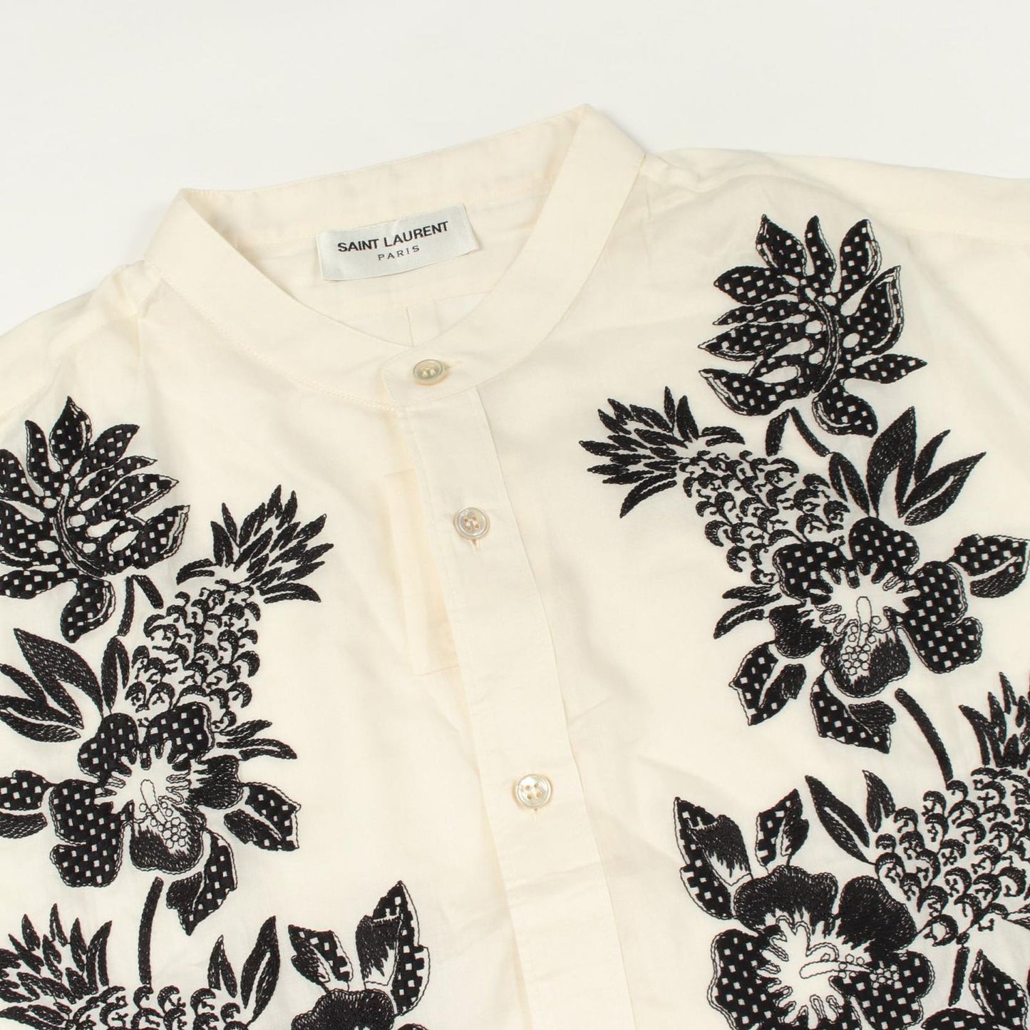 Saint Laurent Paris Flower Embroidery Shirts T-Shirt — view 6