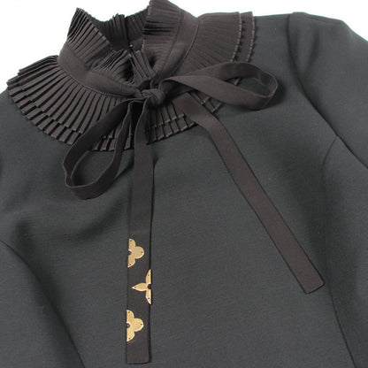 Louis Vuitton Dress Ruffle Color Black Wool Silk — view 7