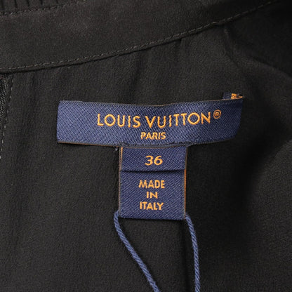 Louis Vuitton Dress Ruffle Color Black Wool Silk — view 3