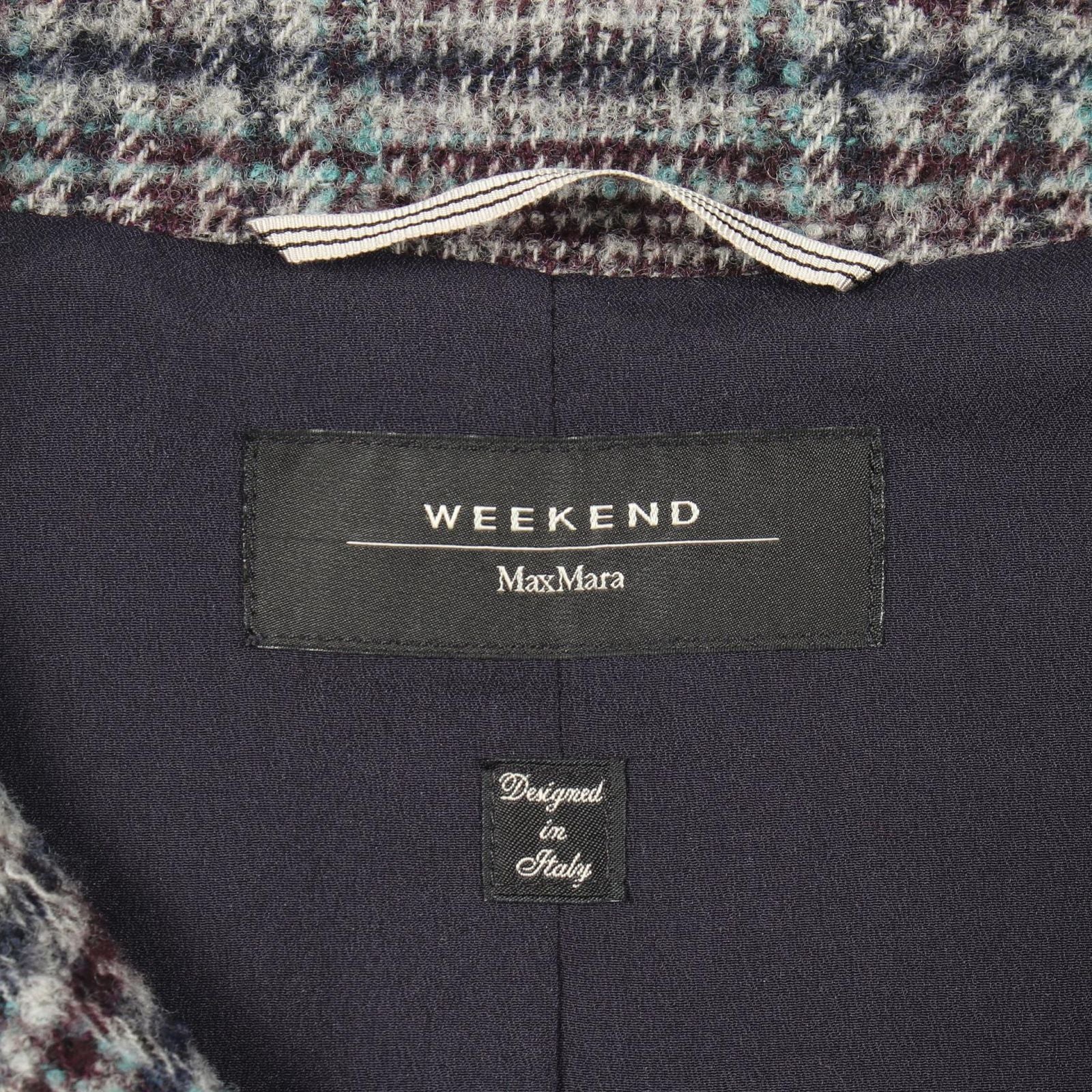 Max Mara Week End Collarless Jacket Plaid Wool — view 3